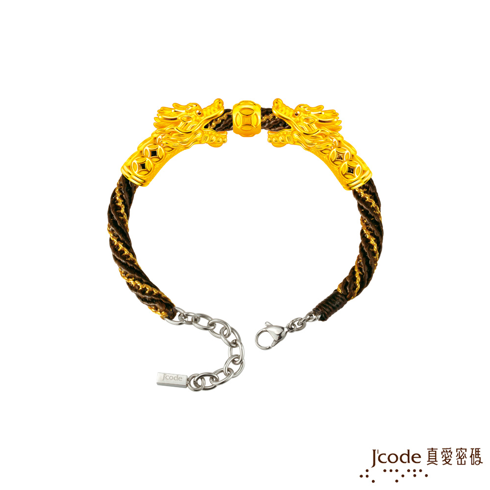 J’code真愛密碼金飾 錢龍來了硬金編織手鍊-長版