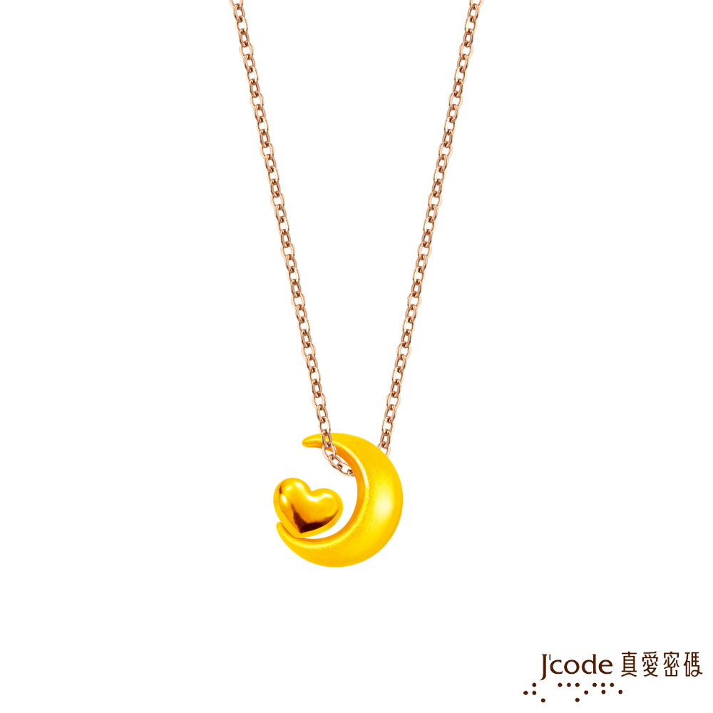 J’code真愛密碼金飾 霞海城隍 月來越愛你硬金墜子+玫瑰金色鋼項鍊