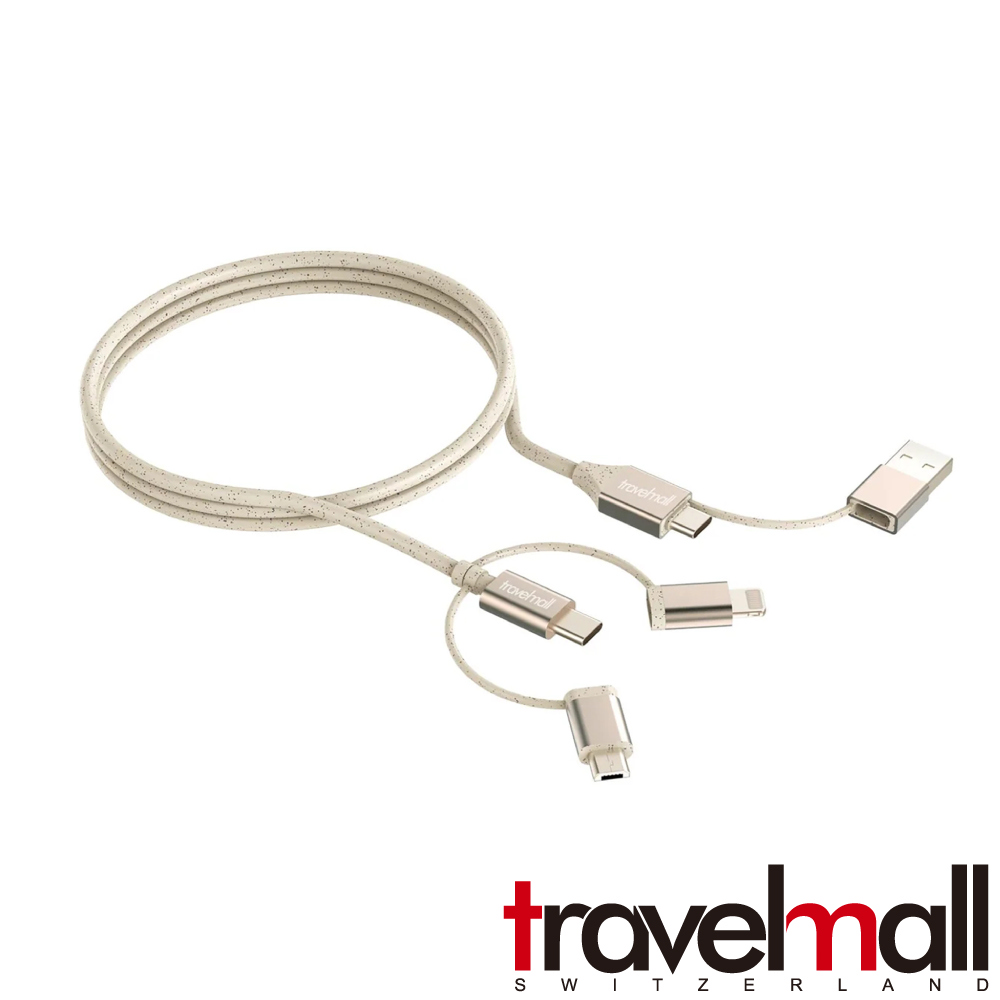 Travelmall 5in1 Type-C / USB-A 1M 環保再生數據/快充線-金