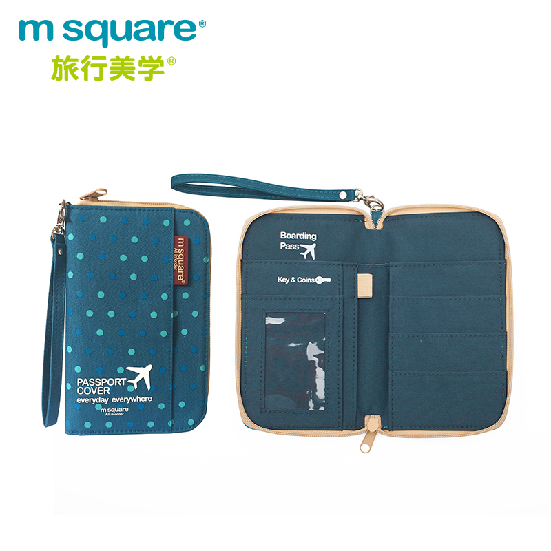 m square短版拉鍊護照夾 點點系列