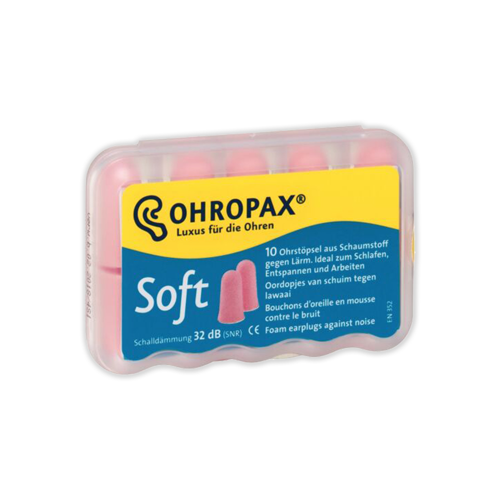 德國OHROPAX安耳悠-頂級柔軟泡棉慢回彈可水洗降噪隔音耳塞-SOFT膚色款5對/盒