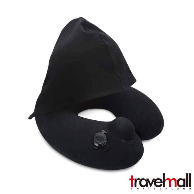TM 專利3D按壓式充氣連帽枕-黑