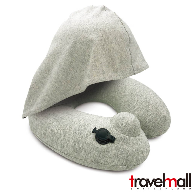 TM 專利3D按壓式充氣連帽枕-灰