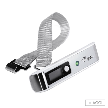 VIAGGI鏡面水平儀不鏽鋼電子行李秤(白色)