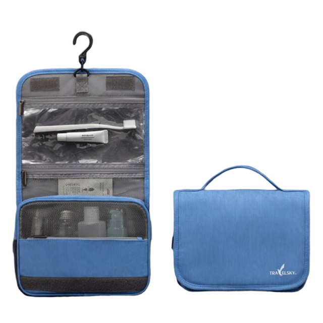 【BeOK】旅行盥洗化妝品收納包 防潑水大容量可折疊 海藍色