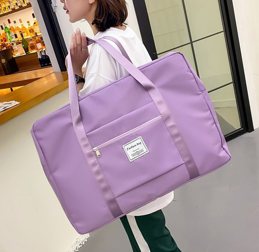 [ BeOK 大容量折疊旅行手提包 旅遊收納包 可放行李箱拉桿 紫色