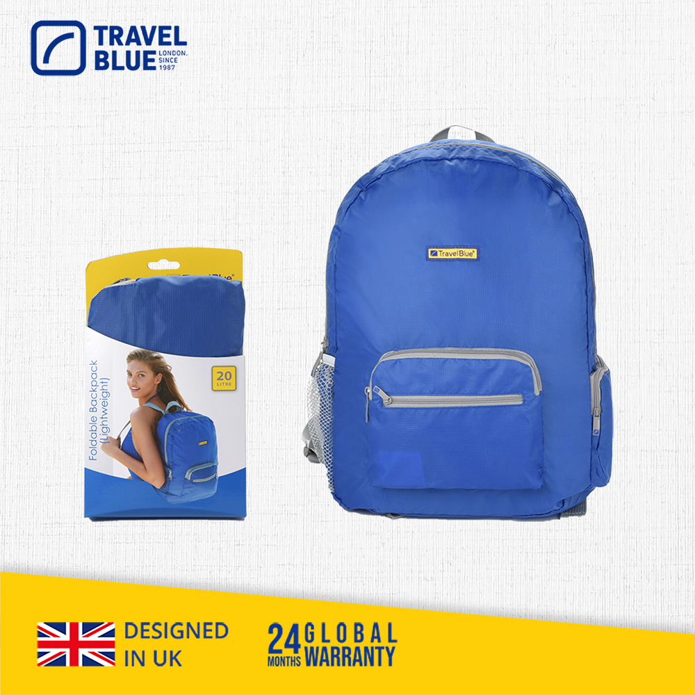 【 Travel Blue 藍旅 】 Foldable 輕便型摺疊揹包 (20L) 藍色 TB065-BL