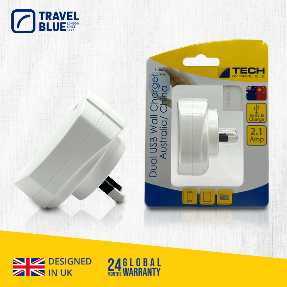 【Travel Blue 藍旅 】澳洲/紐西蘭 雙孔 USB轉接插頭 TB962