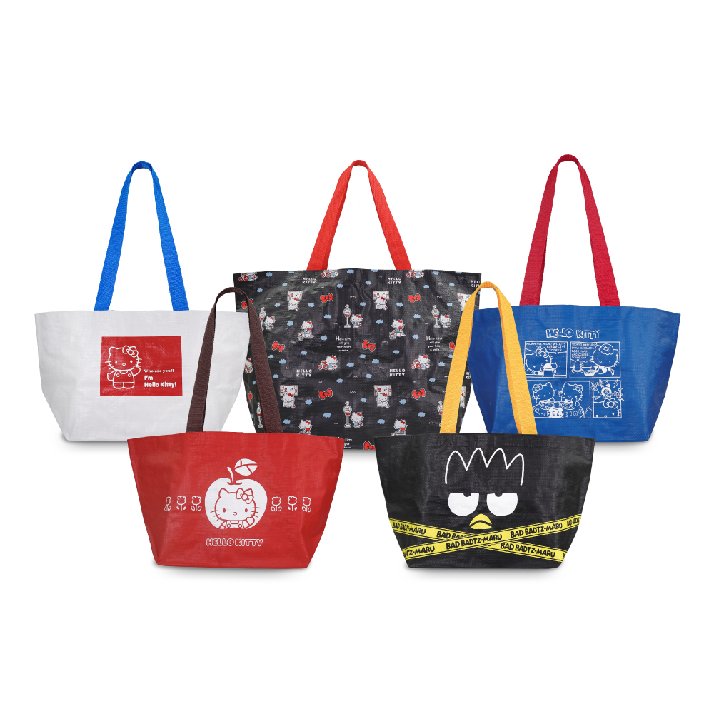murmur 編織購物袋(大+小) | Hello Kitty&酷企鵝 5入組 | 環保手提
