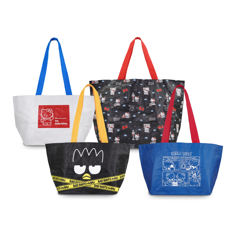 murmur 編織購物袋(中+小) | Hello Kitty &酷企鵝 4入組