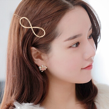 Charme 韓國流行 簡易鏤空造型髮夾 金色無限