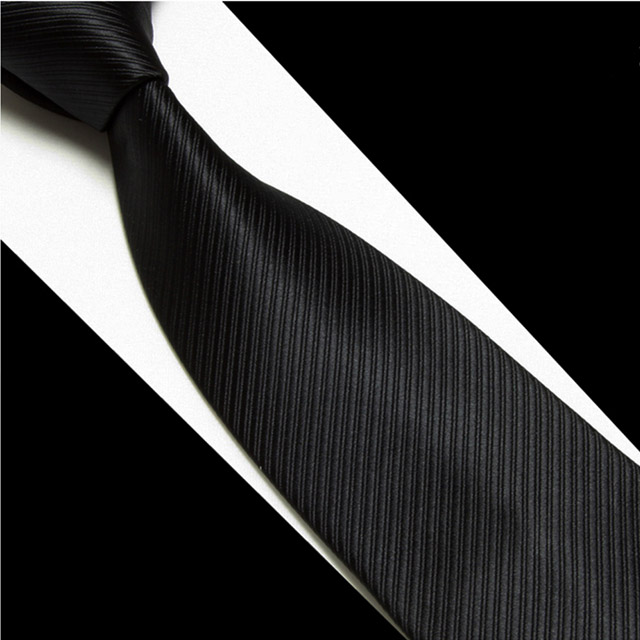 拉福，黑色斜紋領帶8cm寬版領帶拉鍊領帶 (黑)
