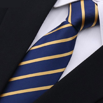 拉福，領帶6cm中窄版領帶拉鍊領帶 (藍黃紋)
