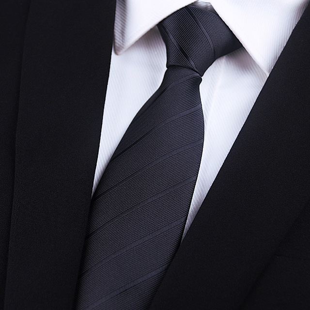 拉福，歐美領帶8cm寬版領帶拉鍊領帶(黑斜)