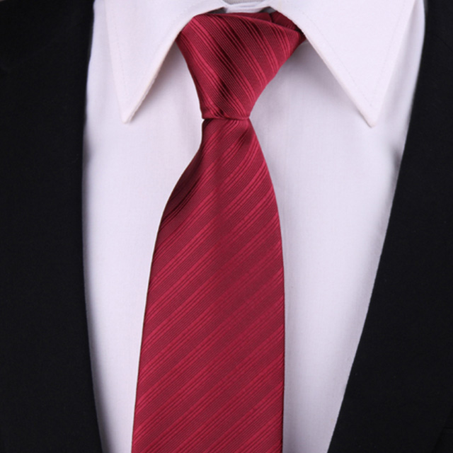 拉福，歐美領帶8cm寬版領帶拉鍊領帶(紅斜)