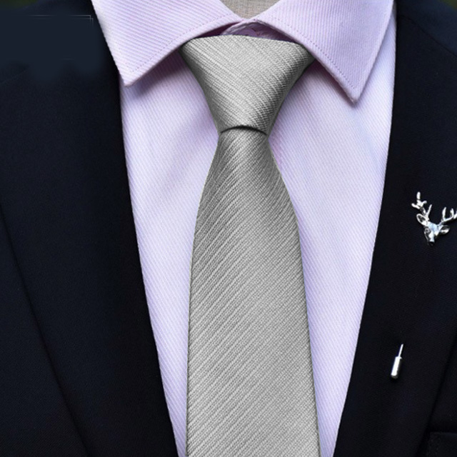 拉福，領帶6cm中窄版領帶精工手打領帶(銀灰)
