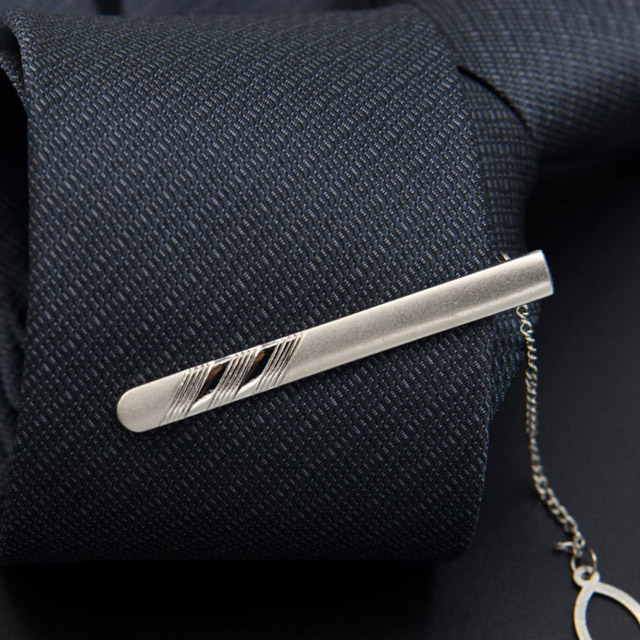 拉福，領帶夾多斜領帶夾領夾銀(5.5cm)