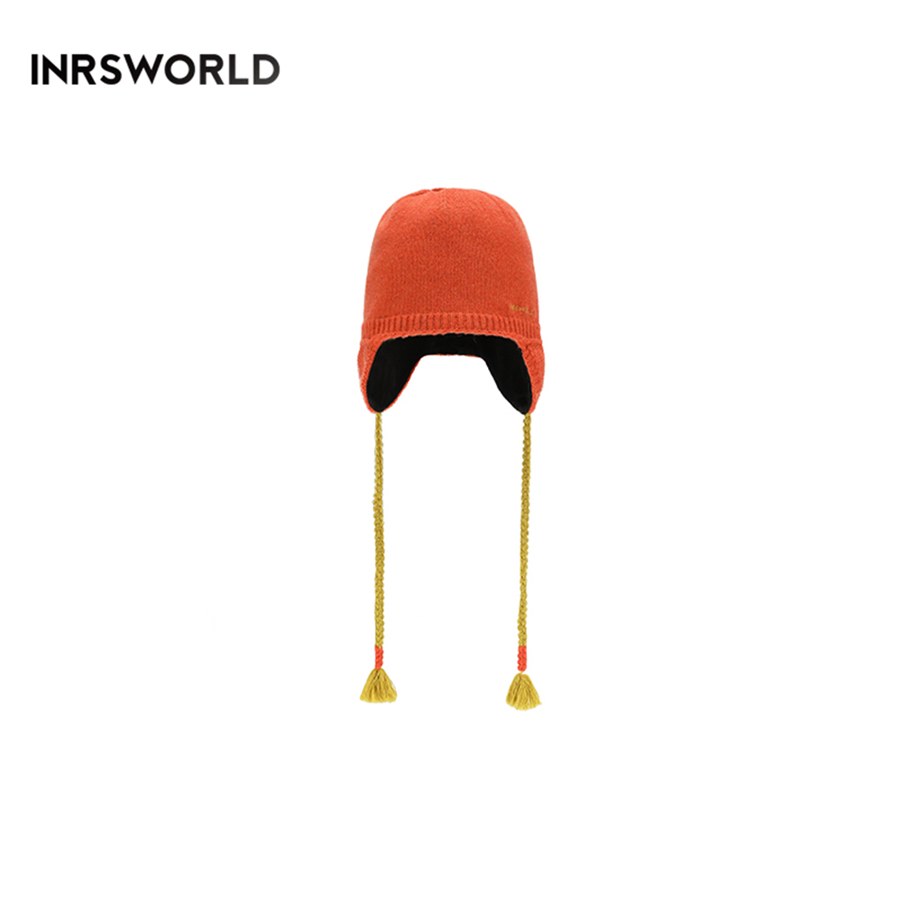 飛行帽 【ISW】悉心界針織飛行毛線帽-朱柿色 設計師品牌