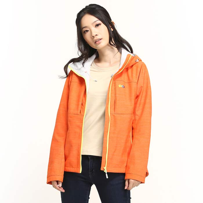 【ZMO】女戶外保暖軟殼外套JB364 / 橘色 / MIT台灣製造