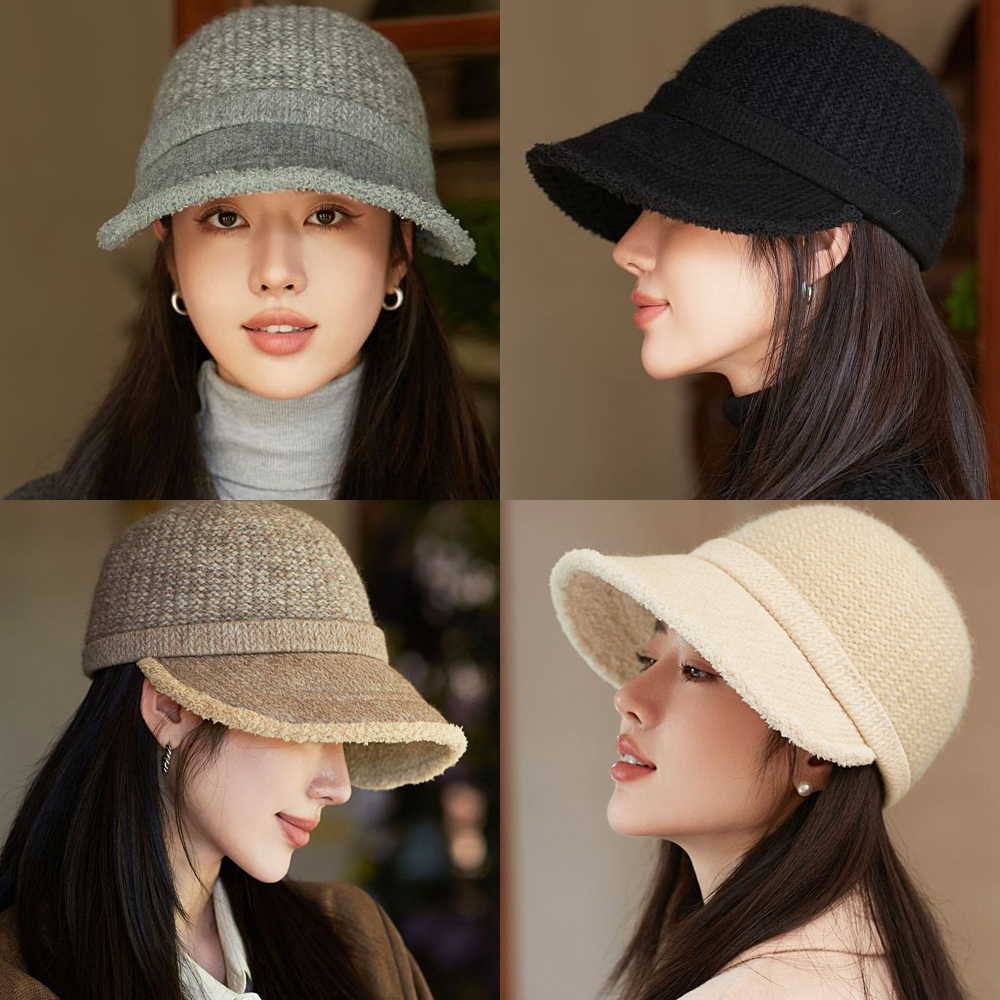 seoul show首爾秀 挺版雙層針織鴨舌帽加厚保暖毛線棒球帽