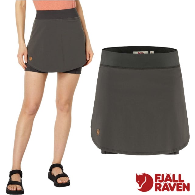 【Fjallraven 小狐狸】女 Abisko Midsummer Skort 彈性輕量透氣.運動短褲/84780-018 石頭灰