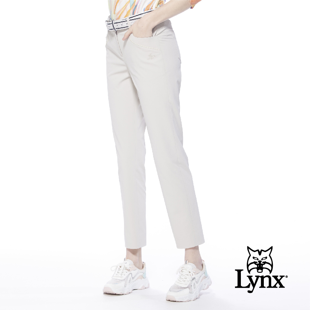 【Lynx Golf】女款日本布料吸汗速乾舒適出芽口袋褲腳開衩窄管九分褲(二色)