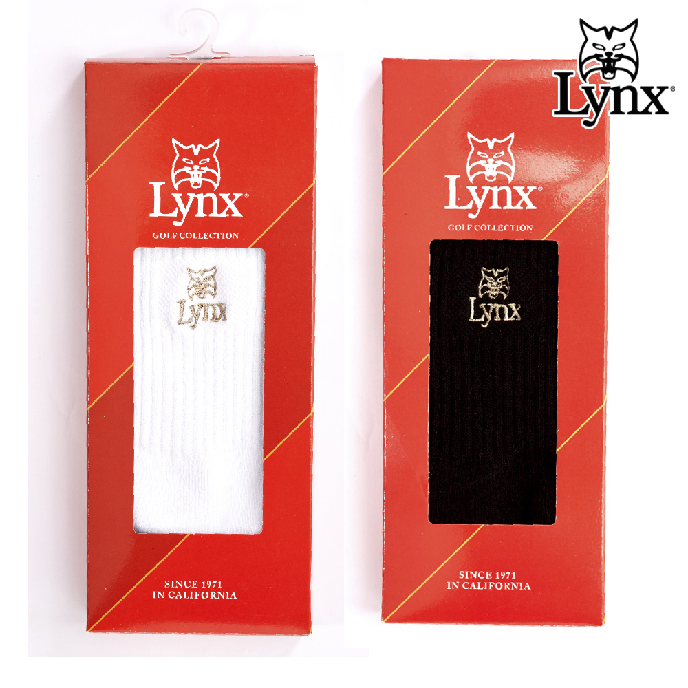 【Lynx Golf】男款山貓Logo精美中筒襪-二色(3入)