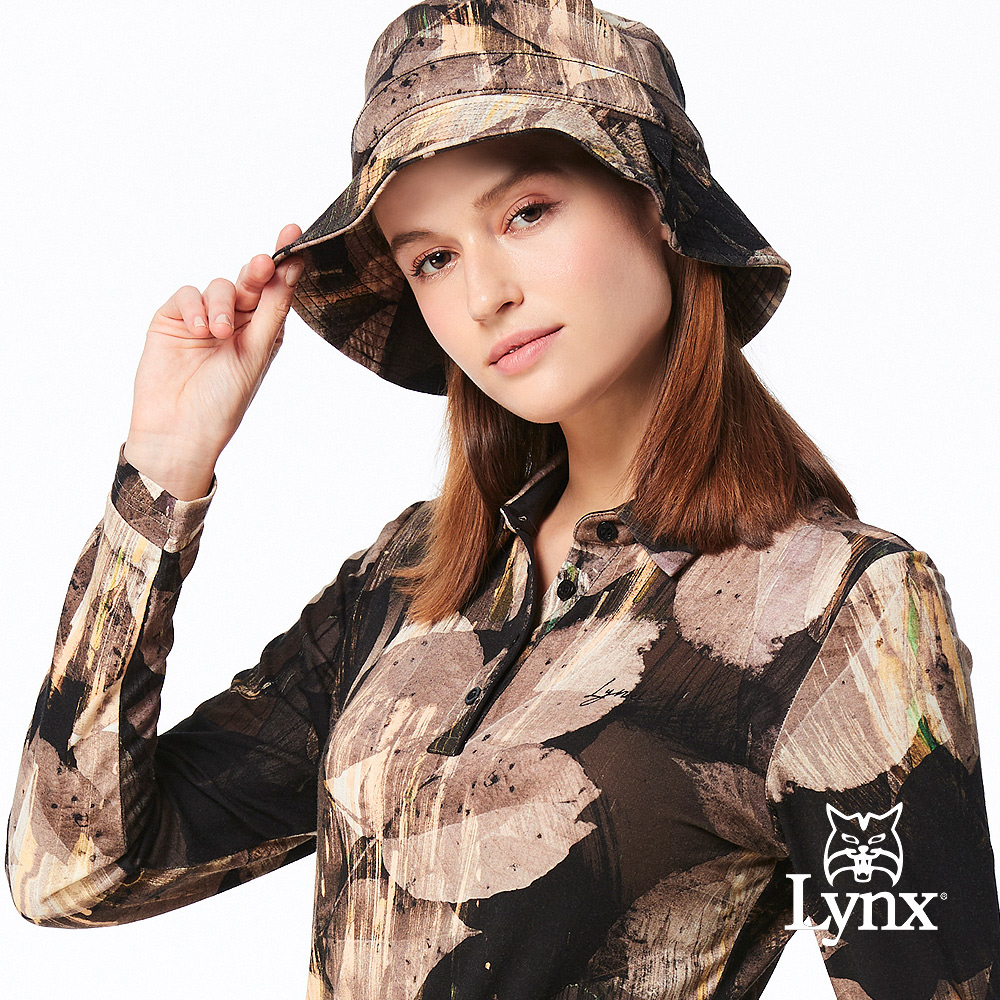 【Lynx Golf】女款潮流百搭系列歐洲進口布料造型遮陽時尚筒帽可調節式漁夫帽-黑色