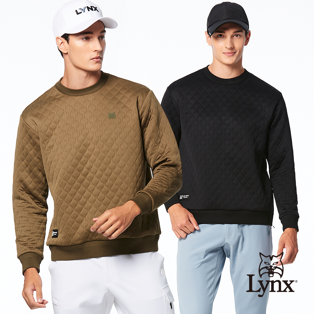【Lynx Golf】首爾高桿風格!男款日本進口面料保暖舒適大學T長袖圓領POLO衫(二色)