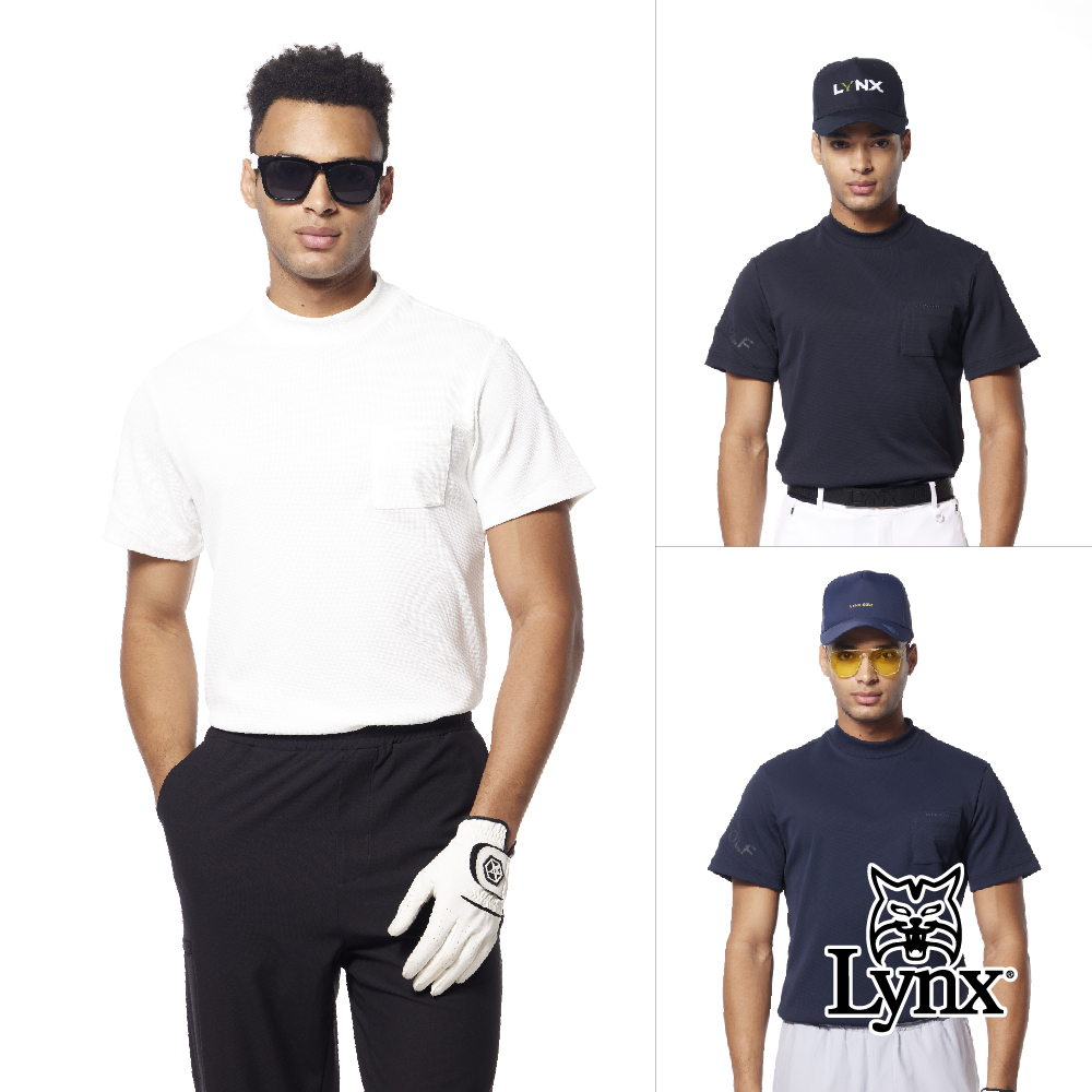 【Lynx Golf】首爾高桿風格！男款合身版日本進口面料吸汗速乾短袖圓領POLO衫/高爾夫球衫(三色)
