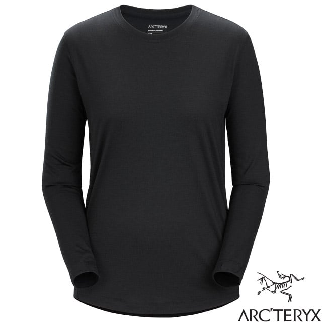 【ARCTERYX 始祖鳥】女 Lana 羊毛長袖圓領快乾上衣.防曬+吸濕排汗+抗臭 X000007434-30800 黑