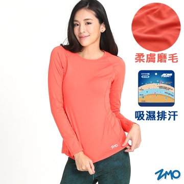 【ZMO】女輕磨毛圓領長袖衫TS232 / 橘色