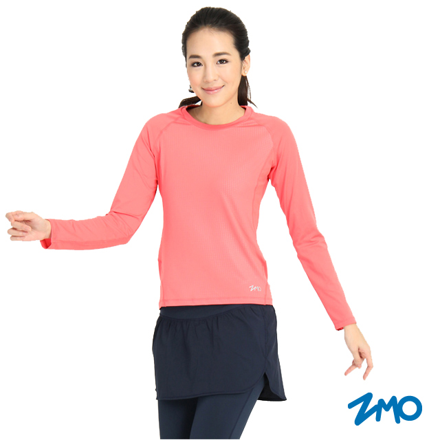 【ZMO】女運動彈力長袖上衣TP546 / 粉橘
