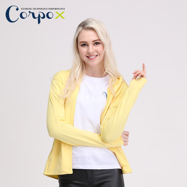 【Corpo X】女款網眼抗UV連帽外套-黃色