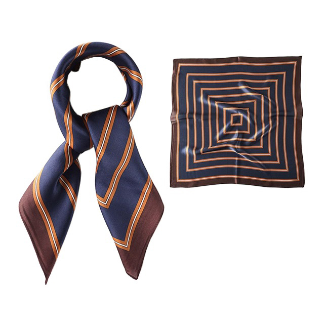 蠶絲絲巾 真絲領巾 圍巾 68cm (方形紋)