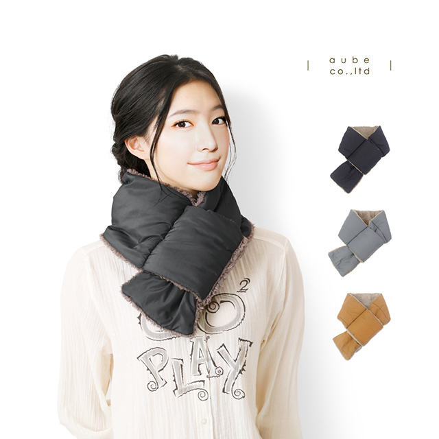 日本AUBE 輕量尼龍絨毛保暖插式圍巾