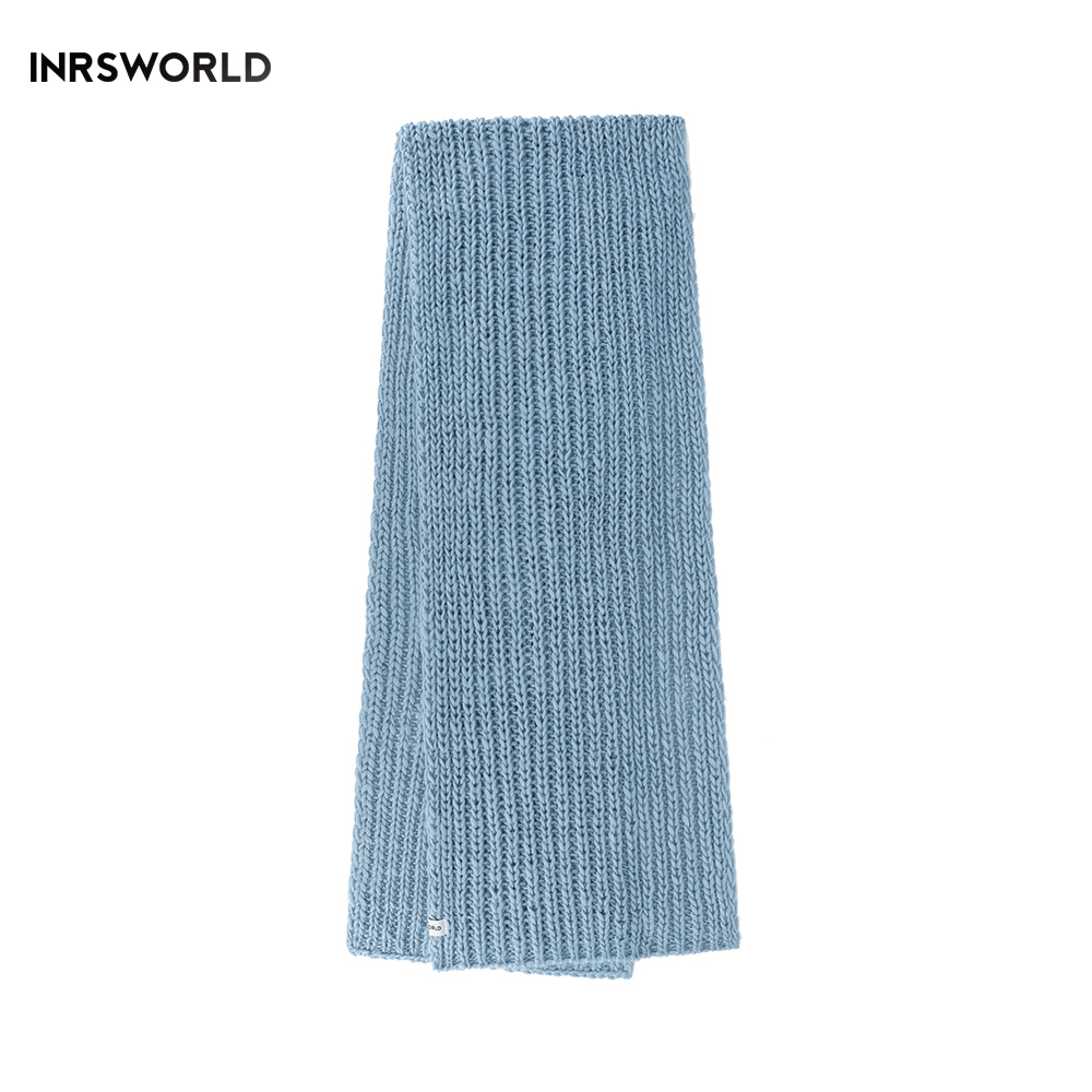 羊毛圍巾【ISW】針織羊毛圍巾-藍色 設計師品牌