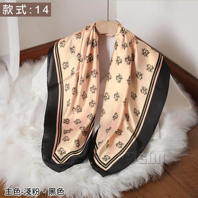 【Osun】韓版高檔送禮大方巾仿蠶絲綢緞質感絲巾印花披肩圍巾(款式:14，CE374)