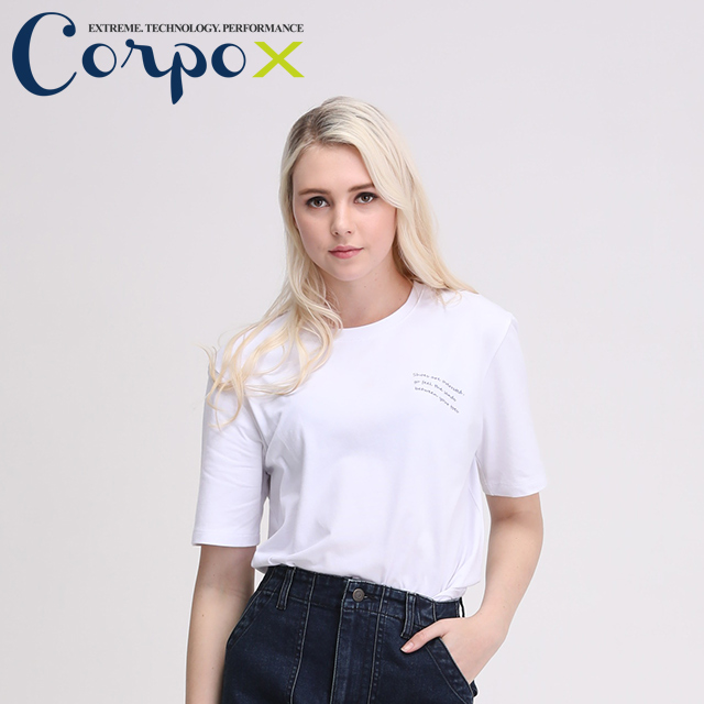 【Corpo X】女款涼感印花T恤(小字母款)-白