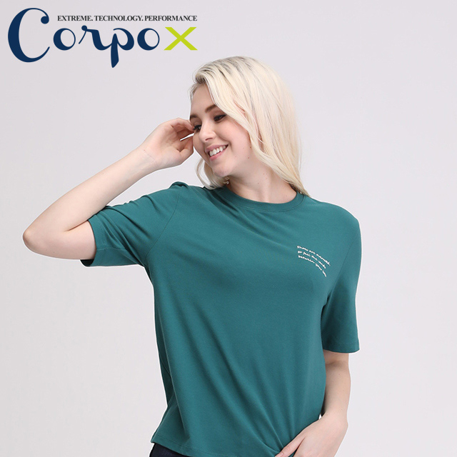 【Corpo X】女款涼感印花T恤(小字母款)-綠色