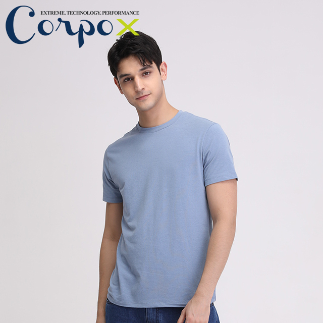 【Corpo X】男款涼感印花T恤(SURF款)-灰藍色