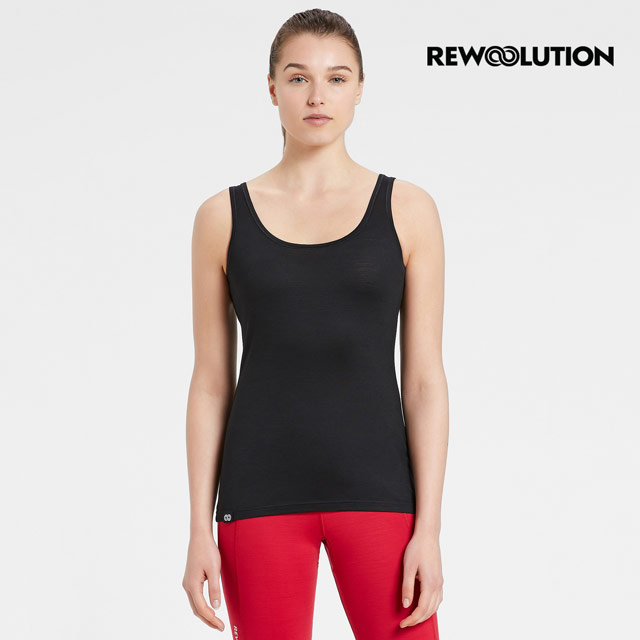【Rewoolution】女RAINBOW 140g背心 [黑色 羊毛衣 背心 登山必備 吸濕排汗| REJB2WU50195
