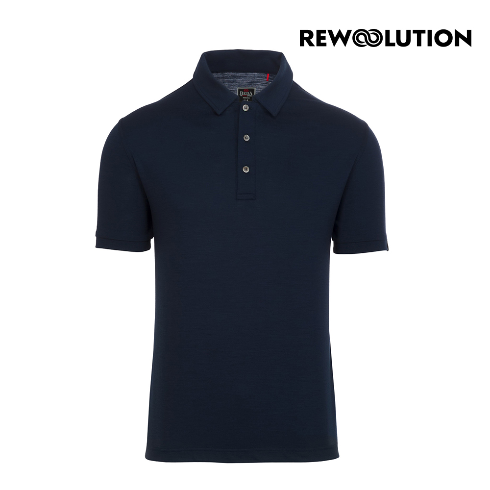 【Rewoolution】男Sport 190gr FLIP 短袖POLO衫(海軍藍) 羊毛衣 | REIA1MC111