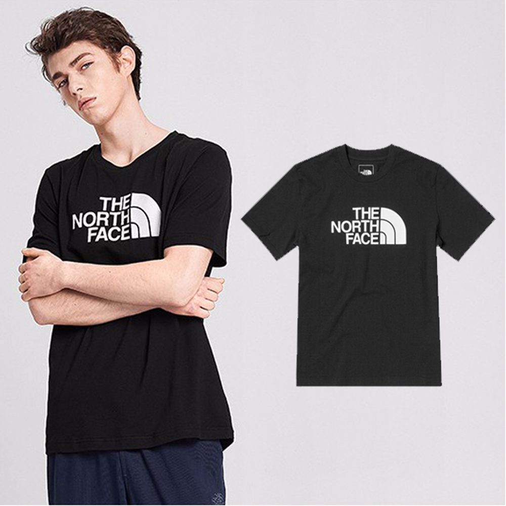 【美國 The North Face】男新款 大LOGO 柔軟透氣吸濕短袖圓領T恤.休閒衫/4U8Z-JK3 黑 N