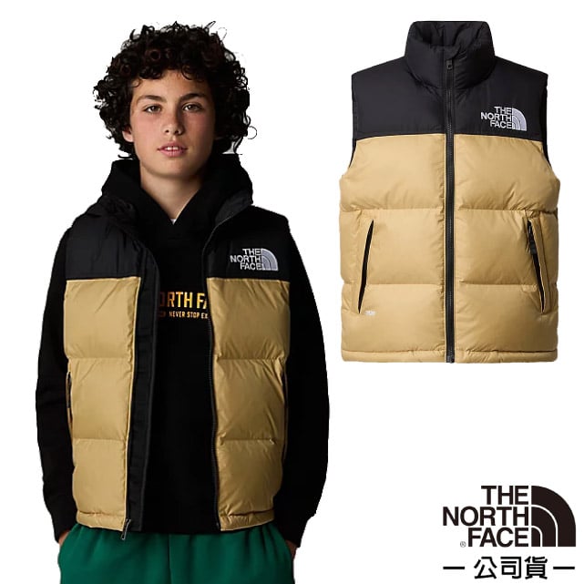 【The North Face】童/女 輕量防潑水保暖羽絨背心.防風馬甲/700蓬鬆度羽絨/8A4B-LK5 石褐棕