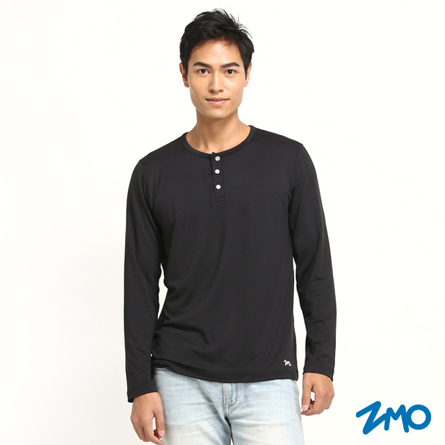 ZMO男輕暖圓領長袖衫US433-黑色