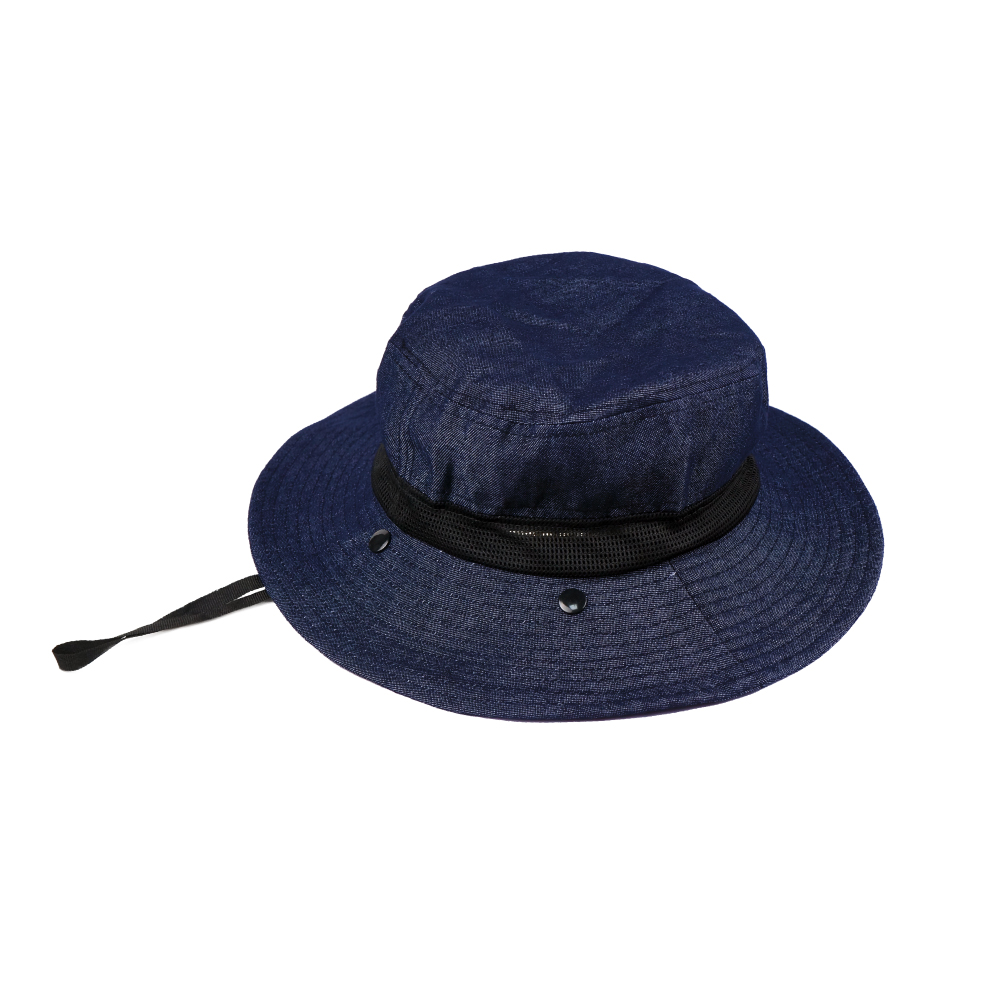 日本AUBE 抗UV登山健行護頸防曬漁夫帽(牛仔藍)