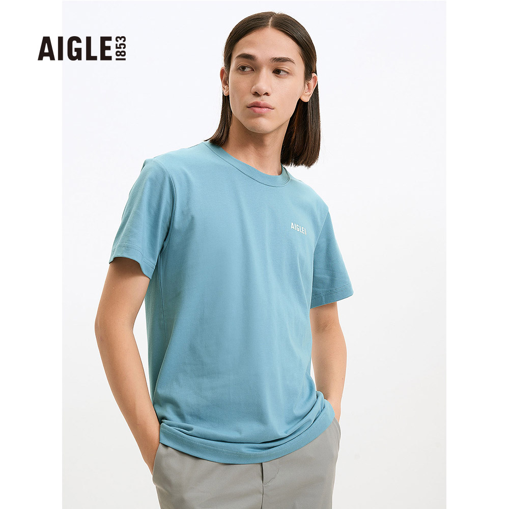 AIGLE 男 快乾抗菌短袖T恤(AG-2A127A051)-水藍