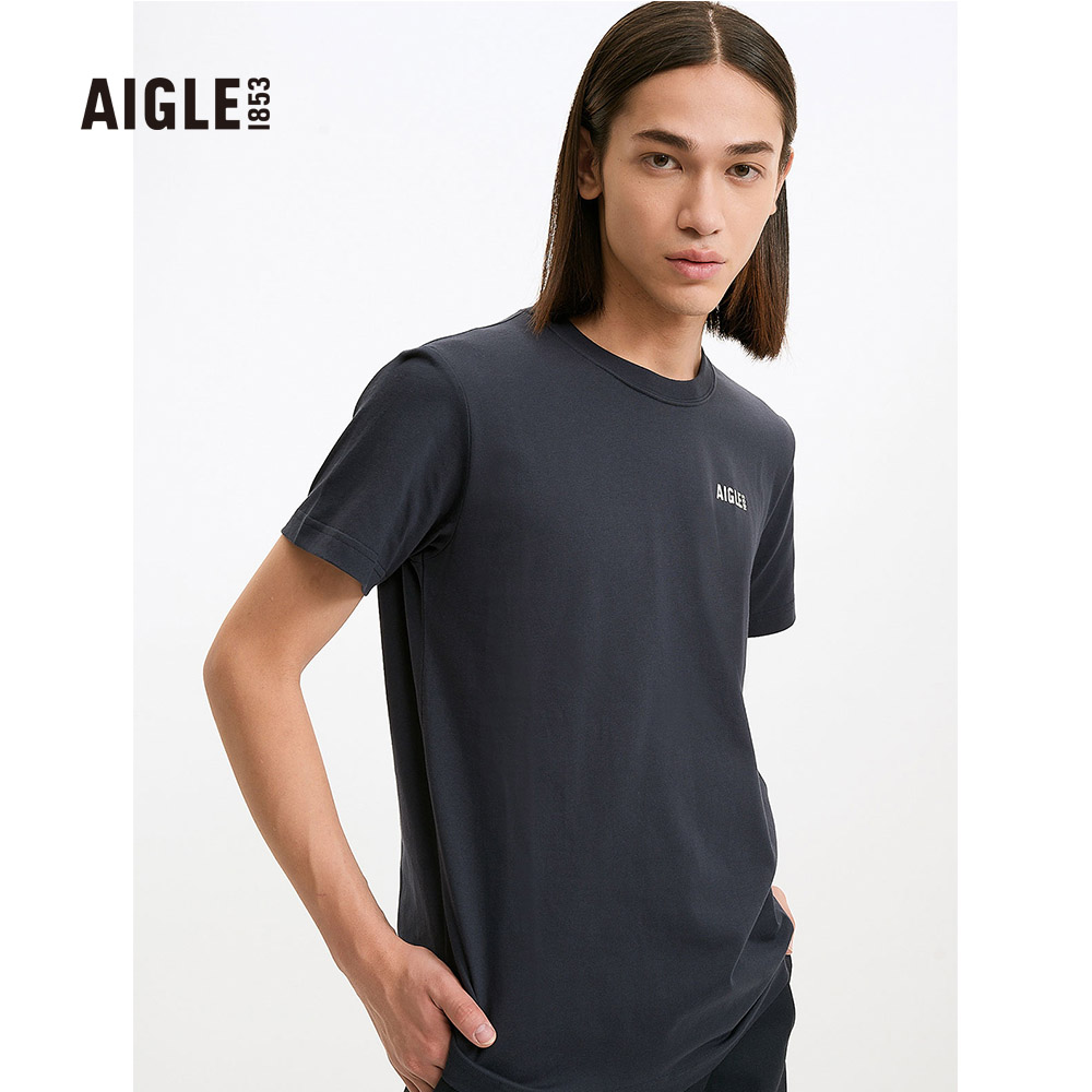 AIGLE 男 快乾抗菌短袖T恤(AG-2A127A057)-深藍