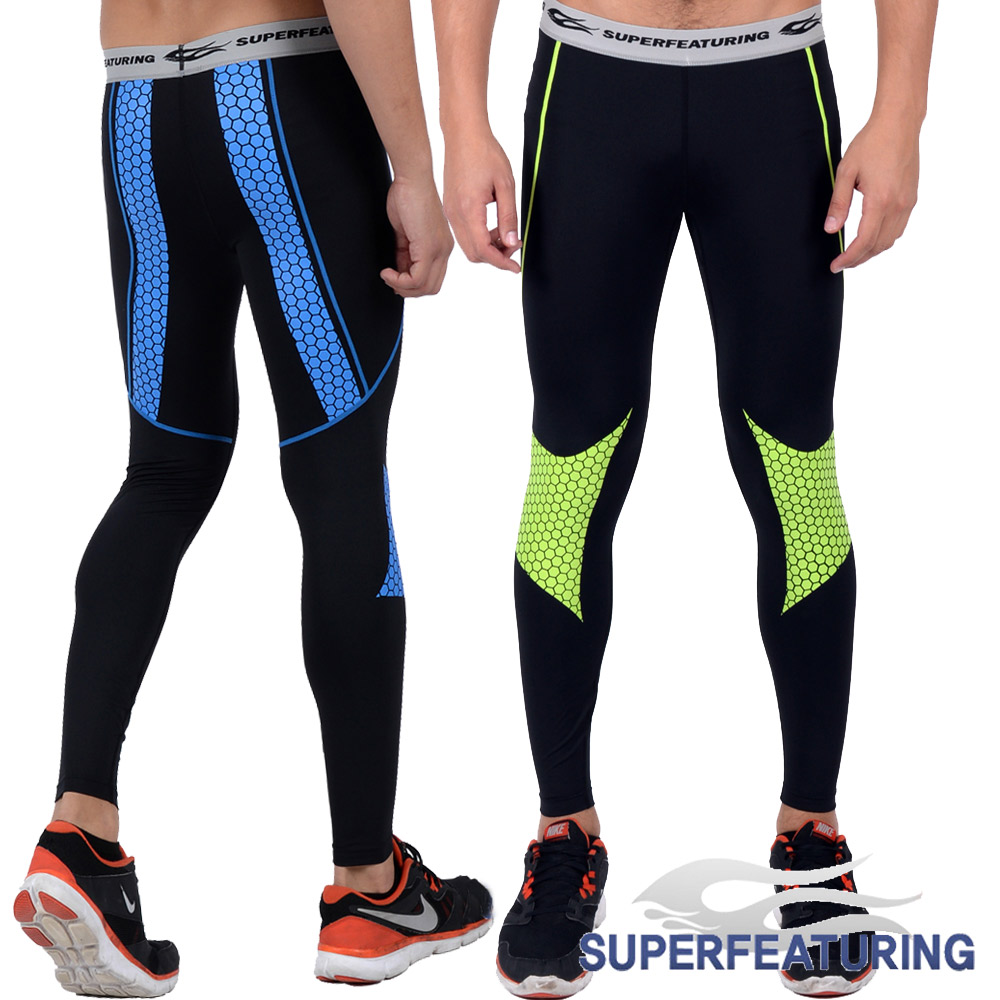 【SUPERFEATURING】專業跑步 三鐵 Hicolor運動壓縮緊身褲 (二色任選)